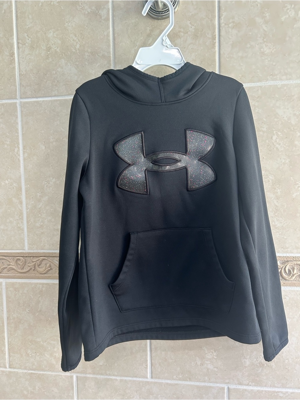 Under Armour hoodie black glitter sparkle logo loose fit